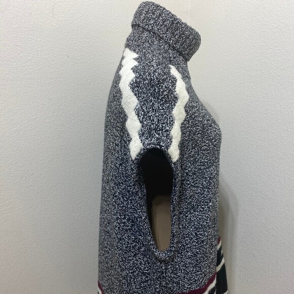 LOFT Turtle Neck Tunic Vest Sweater Size XS/S Oversized Cream/Black\Red - Picture 6 of 12